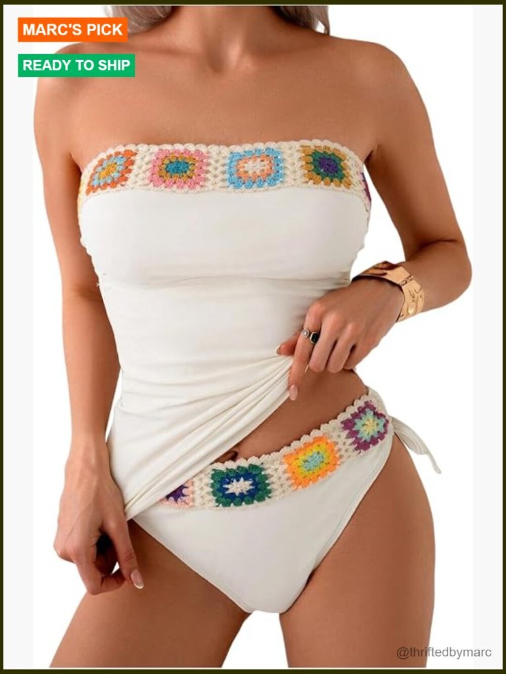 Bandeau Tankini Swimsuit Asymmetrical Slit Bowknot High Cut Cheeky Bathing Suit